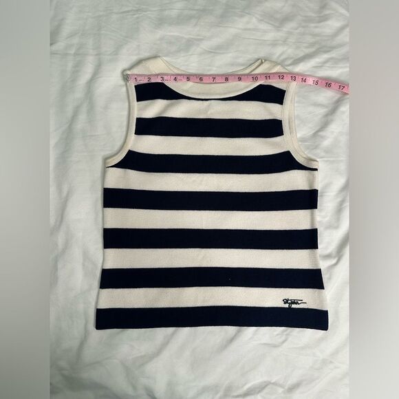 Vintage 90s Y2K St. John Sport by Marie Gray Navy Striped Knit Tank Top Size SP - Picture 6 of 9